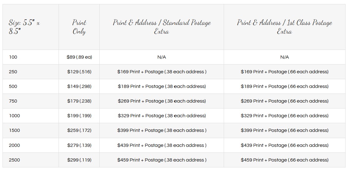 pricing image for 5.5 x 8.5